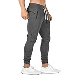 FEDTOSING Jogginghose Herren Fitness Spotshose Slim Fit Trainingshose Sweatpants Chino Baumwolle Taschen(Grau L)