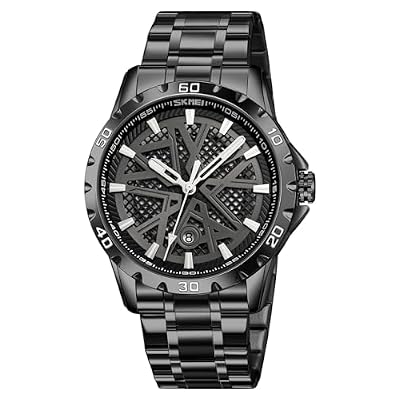 MASTOP Men's Wrist Watch Dress Watch Waterproof Thin Watches for Men 3D Mesh Dial Quartz Watches Luxury Exquisite Creative Watch Stainless Steel Big Dial Vintage