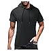 Herren Hoodie-Sweatshirt Baumwolle Kurzarm Sweatshirt Basic Kordelzug Kapuzenpullover Sommer Einfarbig Sportshirt Männer Regular Fit Sport T-Shirt Beiläufige Shirt Oberteile Tops