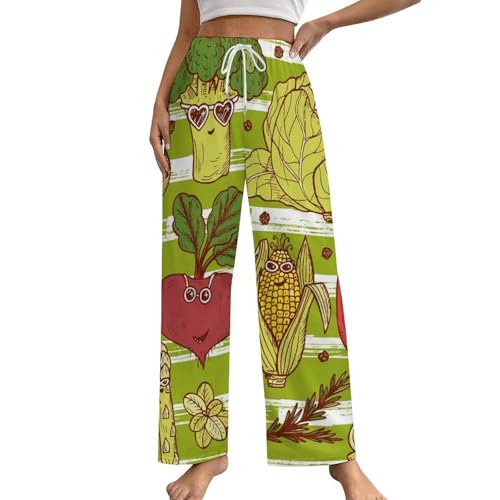 Pantalon de pyjama femme imprimé légumes en taille S avec poches