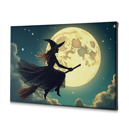 Tableau de sorcière sur balai pour décoration murale de Pâques