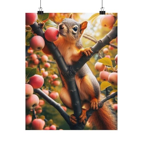 Squirrel Climbing Crabapple Tree in Wisconsin, Made in USA