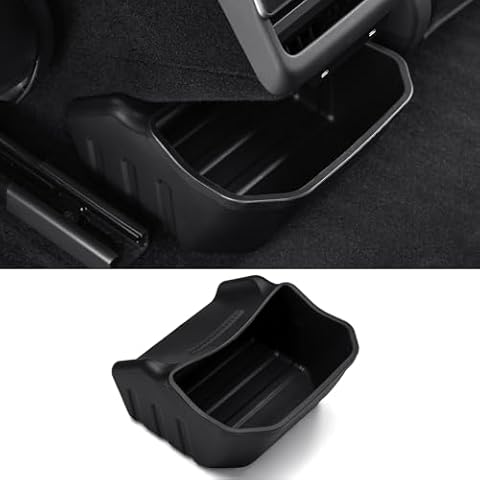 YIJINSHENG Rear Center Console Organizer for Tesla Model 3 Highland 2024 2025 Accessories Trash Can Rear Under Seat Storage Bin Backseat Storage Box 2nd Row Seat Organizer (Silicon) Cover