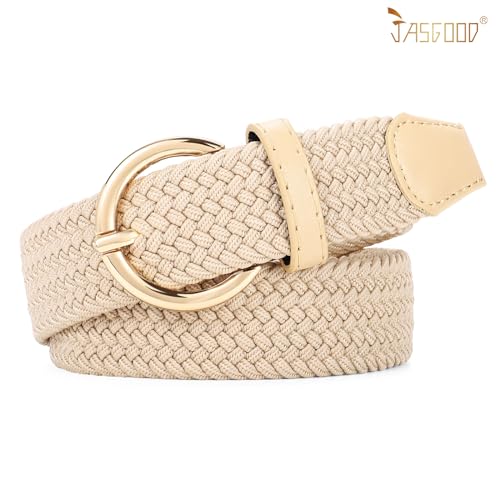 JASGOOD Women Braided Woven Elastic Stretch Belt Canvas Casual Belt for Jeans Pants3