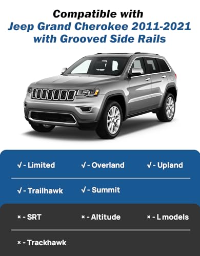 Image of JOYTUTUS Upgraded Roof Rack Cross Bars Compatible with Jeep Grand Cherokee 2011-2021 with Grooved Side Rails, Aluminum Crossbars Replacement for Rooftop Cargo Carrier Kayak Bike Snowboard