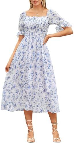 Scarlet Darkness Cottagecore Floral Dress Women Summer Midi Dress...