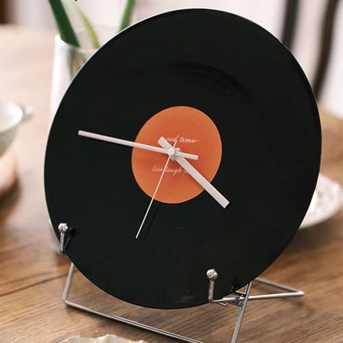 Horloge nostalgique disque à cadran noir et aiguilles blanches pour décoration