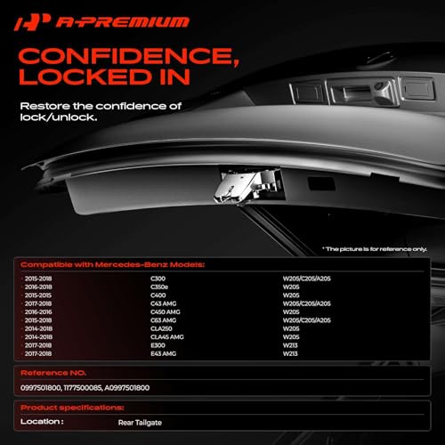 Image of A-Premium Trunk Latch Compatible with Mercedes-Benz | for CLA250 /CLA45 AMG 2014-2018, C400 2015, C300 /C63 AMG 2015-2018, C450 AMG 2016, C350e, E300 /C43 AMG /E43 AMG
