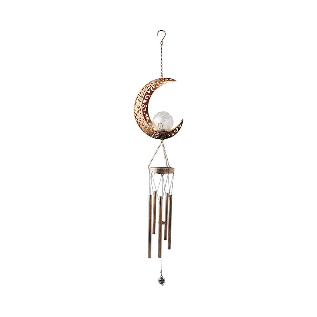 Carillon vent lune et lumière solaire extérieur le cadeau idéal pour décoration de terrasse