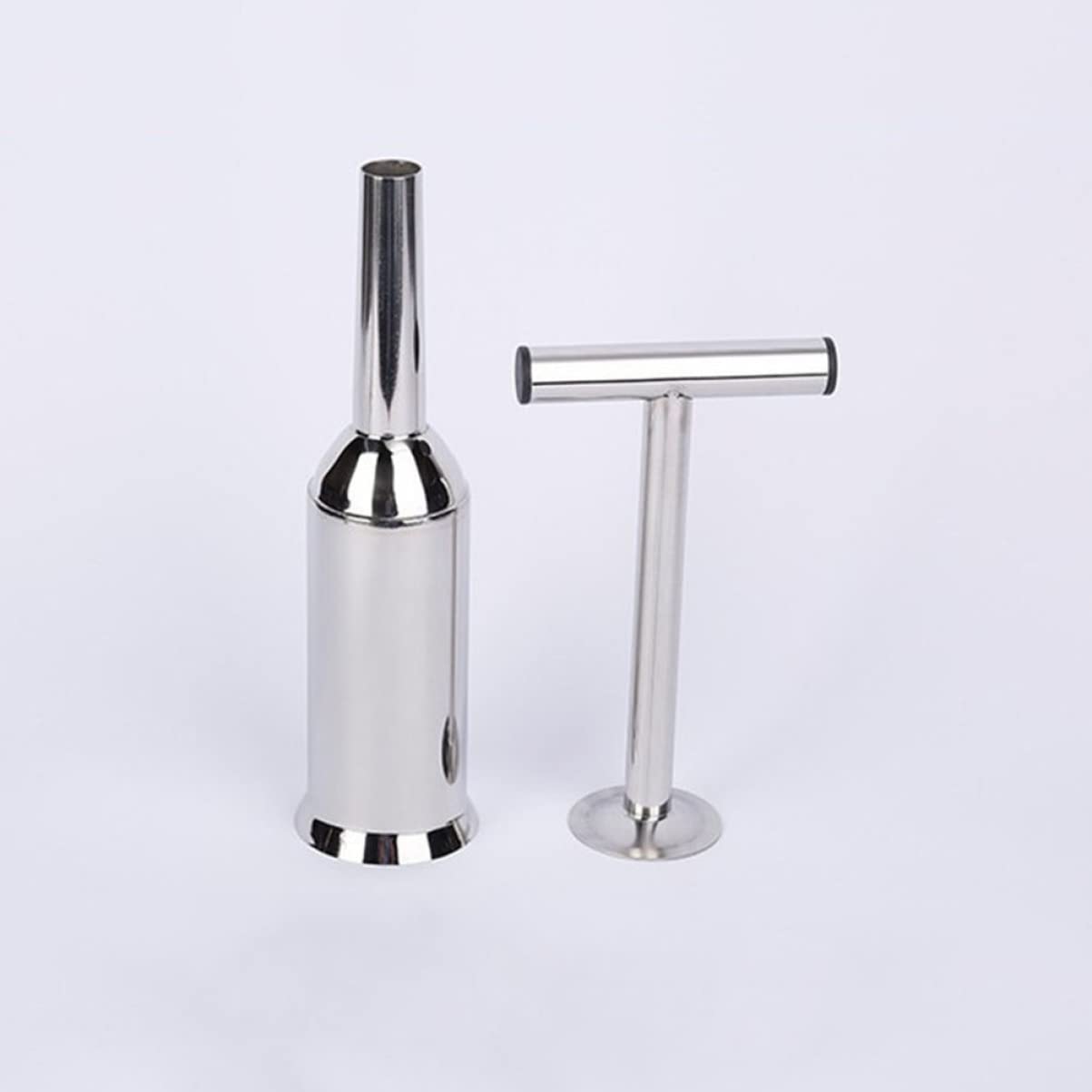 BESTonZON Sausage Stuffing Funnel Stainless Steel Stuffing Tubes Manual Hand Stainless Steel Funnel Salami Stuffer Meat Small Steel Sausage Filler Tube Food Stuffing Machine
