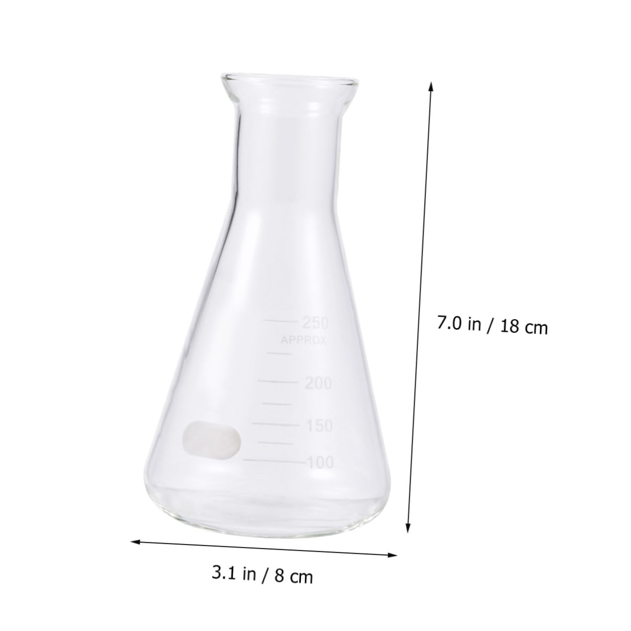 ULTECHNOVO 1 Pc Dosis De Tapa De Hidrofrasco De Boca Ancha Matraces Erlenmeyer Cristalería Matraz Erlenmeyer 250ml Matraz De Vidrio Para Estudiantes Traje Tubo De Ensayo Espesar