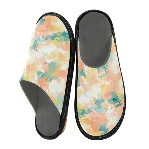 CHIFIGNO Pantuflas de casa para mujer, cálidas, antideslizantes, para interiores y exteriores, Colorido Tie Dye, 44/45 EU