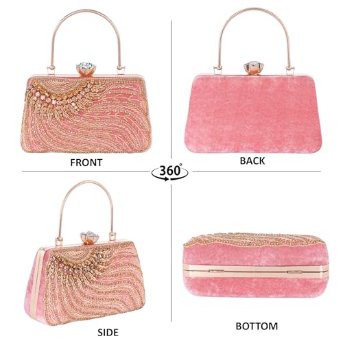 Image of SEA MOUNT Handicraft Hand Embroidered Box Clutch sling Bag Purse for Bridal, Casual, Wedding Bag for Women & Girls
