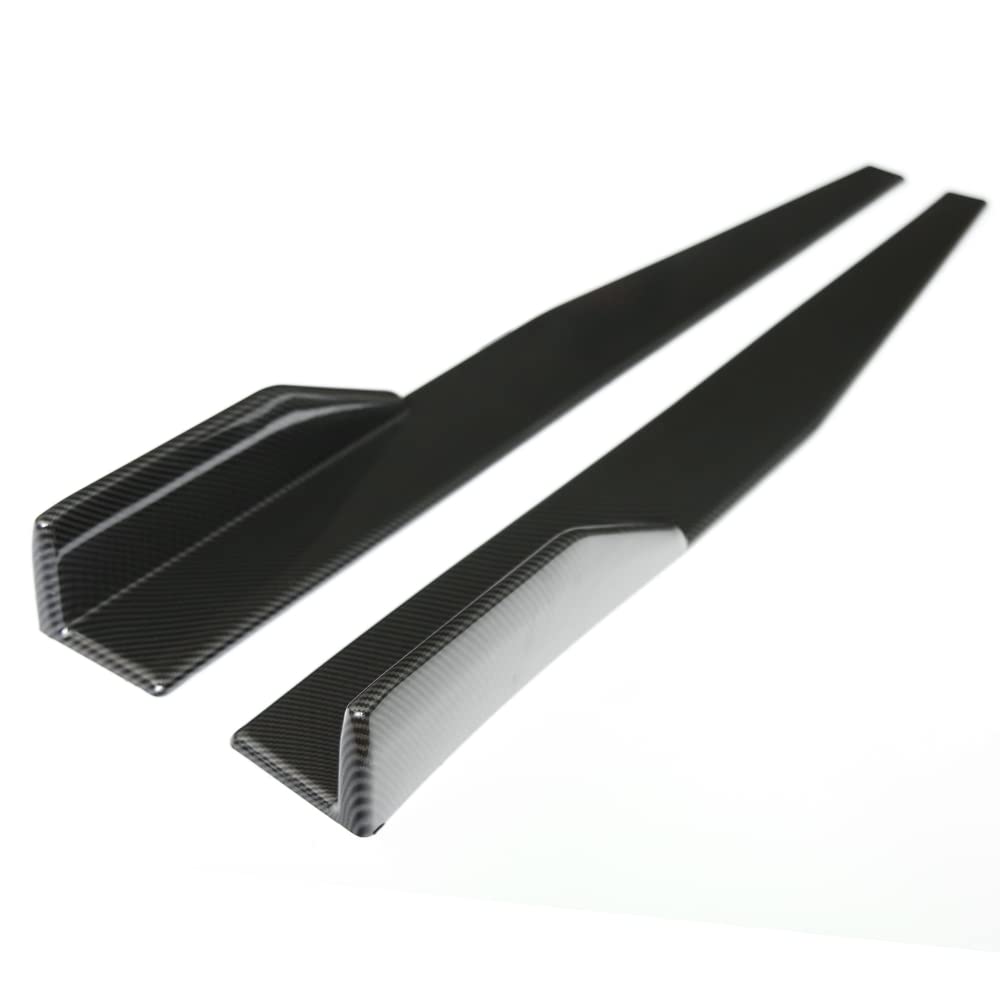 Photo 1 of JY Sdyl Universal Car Side Skirts Rocker Splitters Diffusers Winglet Wings Extension Rocker Panel Body Kit (Black-Carbon fiber, 74.5CM) Black-Carbon fiber 74.5CM