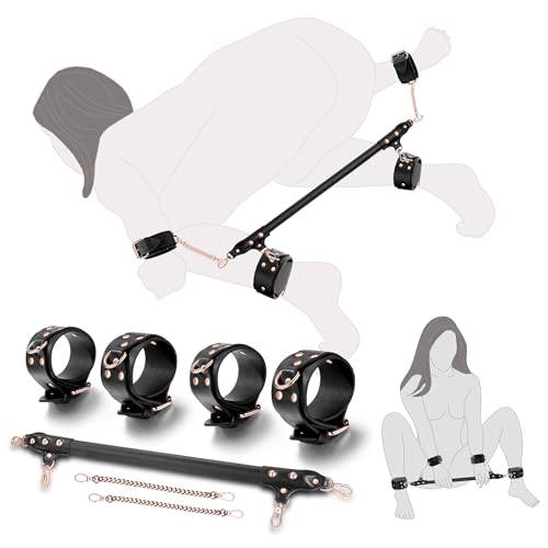 BDSM Spreader Bar Adult Sex Toys with Handcuffs and Ankle Cuffs Bondage Kits Adjustable Handcuffs Restraints Set for Adult Couples Sex Toy