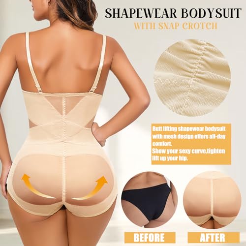 Image of Avidlove Shapewear Bodysuit for Women Body Shaper Tummy Control Shapewear Plus Size Body Suits with Snap Crotch