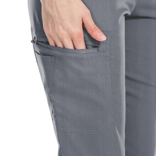 Image of VIAOLI Scrubs for Women Set Modern V-Neck Top & 8 Pocket Jogger Pants Nursing Uniform Solid Stretch Workwear