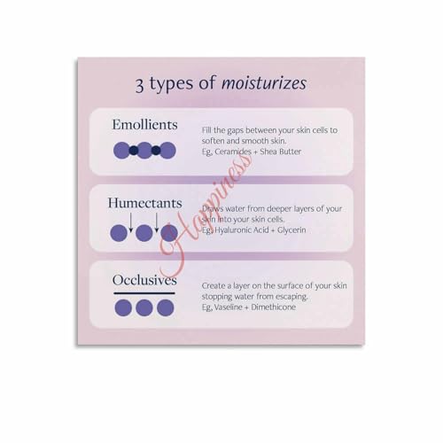 3 Types of Moisturizers Skin Care Simple Guide Poster Bathroom