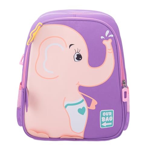 Mochila Nylon Menino Menina Elefante Colorida (Lilas)