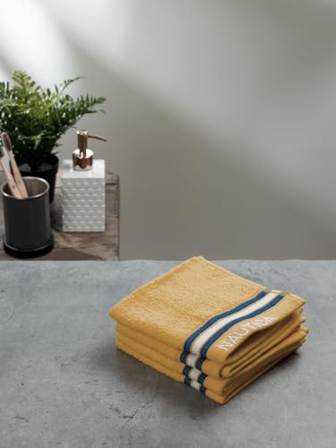 Image of NAUTICA Super Soft Zero Twist 100% Cotton Towel -4pc Face Towel (Vintage Crew Stripe) solid-beige-500 GSM