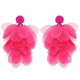 Pendientes colgantes de 9,5 x 6,5 cm, diseño de flores multicolor hechos a mano, para mujer, accesorios de boda y fiesta, Circonita cúbica de cristal acrílico, Cristal Cuarzita Circonita cúbica