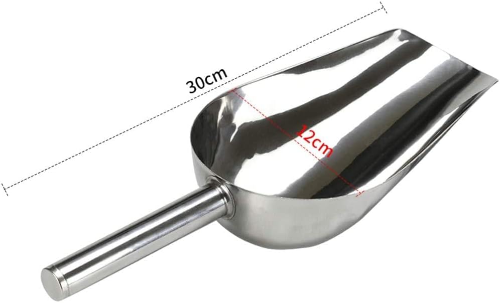 Stainless Steel Scoop，Ice Scoop，Peanut Shovel，Dried Fruit Shovel，Multi-purpose Commercial Food Scoop，Silver-30x12cm(12x5inch)