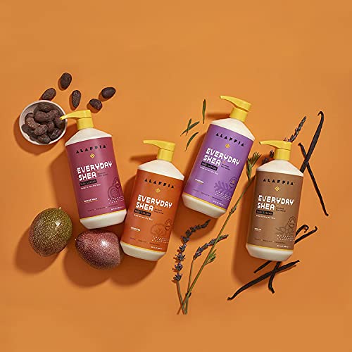 Alaffia Everyday Shea Body Lotion - Normal to Very Dry Skin, Moisturizing Support for Hydrated, Soft, and Supple Skin with Shea Butter and Lemongrass, Fair Trade, Lavender, 32 Fl Oz