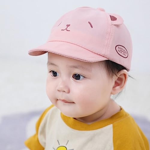 Boné Infantil Ursinho Chapéu Boina Bordado Xadrez Criança Bebê Fofo Unissex Verão Fashion (Urso Rosa