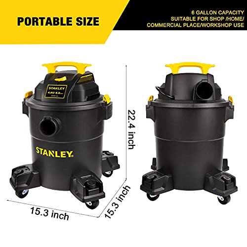 stanley - sl18116p wetdry vacuum 6 gallon 4 horsepower black