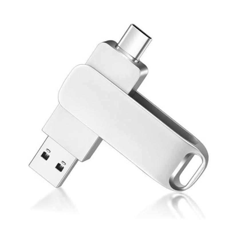 Clé USB C 128 Go Double Connectique USB A 3.2, Transfert Rapide pour Smartphone Android Tablette PC et Mac, Clé USB Métal Pivotante pour Stockage Externe et...