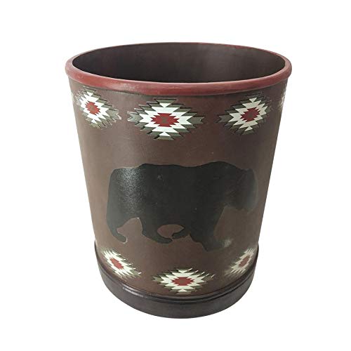 Image of Paseo Road Aztec Bear 8 Piece Cabin Lodge Bathroom Set with Towel Set, Countertop Accessory Set, Tissue Box Cover, Wastebasket Southwestern Rustic Style