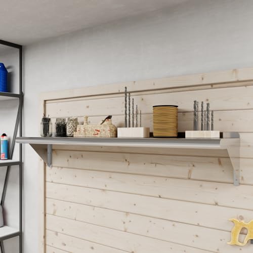 Image of AmGood 10 in. x 48 in. Stainless Steel Wall Shelf | NSF | Metal Shelving | Garage, Laundry, Storage, Utility Room | Restaurant, Commercial Kitchen