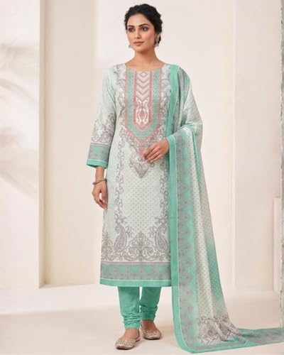 Image of KTI Women Floral Printed Cotton Suit for Women Unstitched - 2.5m Ethnic Salwar Suit Dress Material