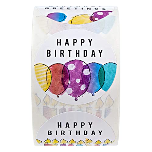 Modern, Vibrant Watercolor Birthday Stickers / 6 Bright Birthday Designs / 500 Colorful Rainbow Birthday Labels / 1.5" Happy Birthday Envelope Seals #TOP3