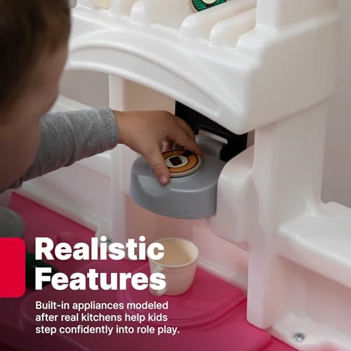 Step2 Fun with Friends Kids Kitchen Playset, Indoor/Outdoor Kitchenette, Interactive Play with Lights and Sounds, Durable Plastic, Includes 25 Piece Toy Accessories, Toddlers 2+ Years Old, Pink - image 5