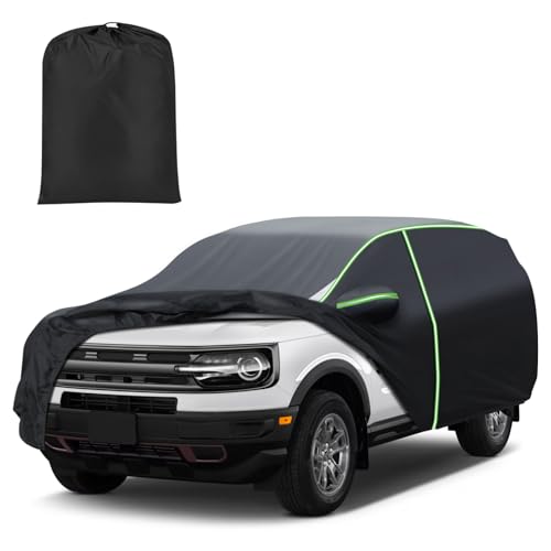 Image of Mixsuper Liner Car Cover for Ford Bronco Sport 2021-2026, 7 Layers Full Car Cover All Weather Car Covers for Bronco Sport, Waterproof Outdoor Cover with Zipper Door Reflective Strips