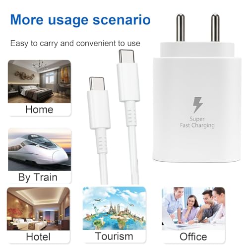 Image of [Orginal] Samsung 25W Type-C Charger & Cable Compatible with Samsung Galaxy S25, S24, S23, S22, S21(Ultra /Fe) M35 M36 M16 M06, M05 M56 A55 5G, A35 5G, A15, F15, F14(Z /S /A /M /F Series by 1 YEAR WARRANTY