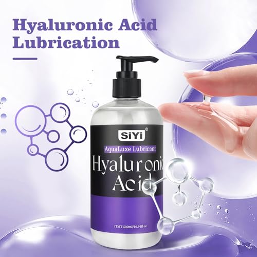 Image of SiYi Water-Based Hyaluronic Acid Anal Personal Lubricant with Finger Cots | Pump Dispenser | Non-Sticky |Toy-Compatible | Long Lasting (Dark Purple)