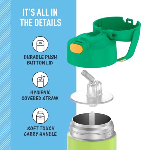 Image of THERMOS FUNTAINER Water Bottle with Straw - 12 Ounce - Kids Stainless Steel Vacuum Insulated Water Bottle with Lid, Lime /Orange (Pack of 6)