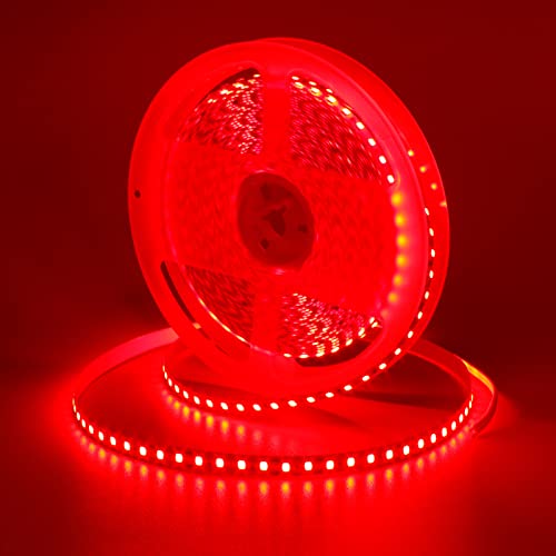 GOMING Tira LED 10M 24V Rojo 620nm Brillo Alto Alta Densidad 1200LED 2835 SMD No Impermeable IP20 Luces LED para Gabinete Armario y más(Sólo Tira)