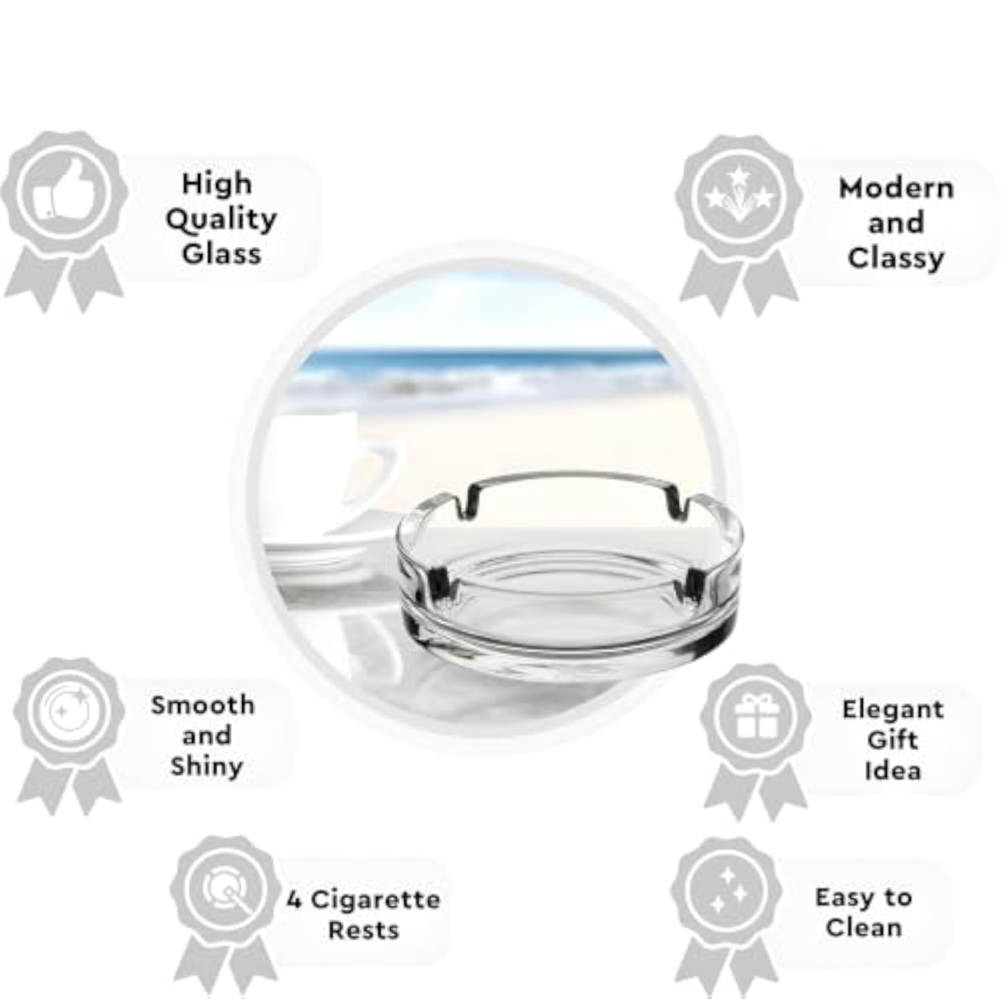 Round Transparent Glass Ashtray for Stylish Smoking