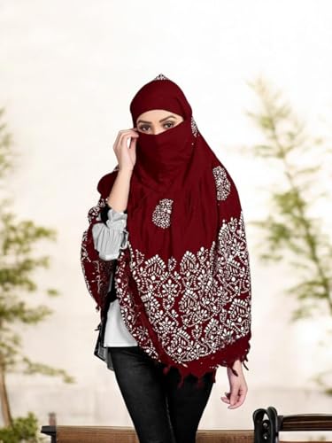 Image of Cotton Long Scarf Cum Mask Scarves Usable for Vehicle Driver | White Printed Design Fabric | Universal Size | Soft & Breathable Sun Protection | For Girl & Women