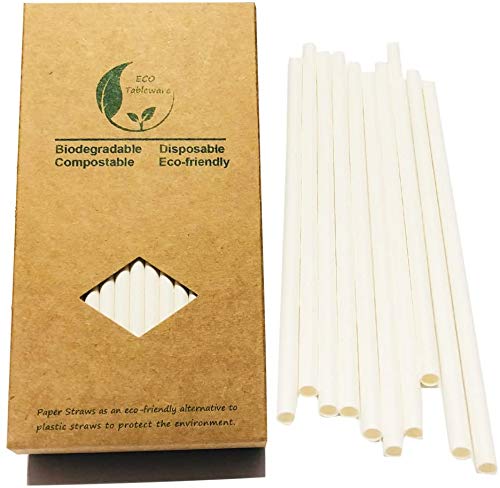 YiYiPremium Pure White Recyclable Paper Straw Drinking, 100% Biodegradable & Dye-Free Drinking Straw