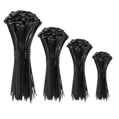 Black Cable Ties 400-Pack Assorted 4 6 8 12 Self-Locking Nylon Zip Ties for Wire Cord & Cable Management Durable UV-Resistant for Home Office Garden & Workshop