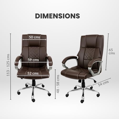 Image of activa Kim Ergonomic Office Chair | Premium Leatherette Boss Chair with Padded Seat & Backrest | Adjustable Height Office Chair for Work /Study /Gaming | Swivel Seating for Workstations (Coffee)