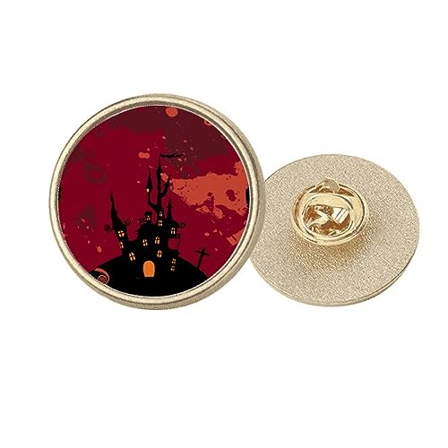Broche ronde en métal doré citrouille Halloween Castle Fear taille M accessoire bijou fantaisie