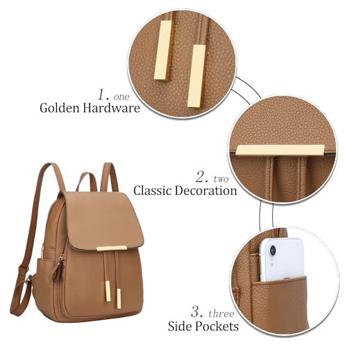Image of KKXIU Trendy Leather Backpack Purse for Women and Ladies Shoulder Travel Daypacks Bags (A-Brown)