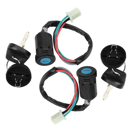 ABCERRSI 4 Wire Pin Ignition Key Switch Set Compatible with 50cc 70cc 90cc 110cc 125cc 150cc 200cc 250cc Chinese Pit Dirt Bike ATV Quad 4 Wheeler Electric Scooter TaoTao SUNL Parts Pack of 2