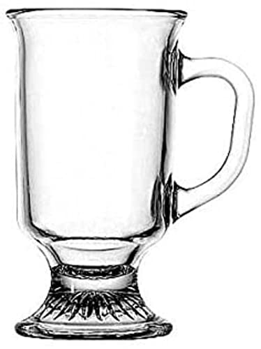 Anchor Hocking Chabrias Ltd Glass Irish Coffee Mugs Cup, Coffee Glasses, Irish Coffee Glasses, Iced Latte Glass,Tea Cups, Coffee Mocha Mugs, Liqueur Glasses, 8 Fluid Ounces (4 Pack