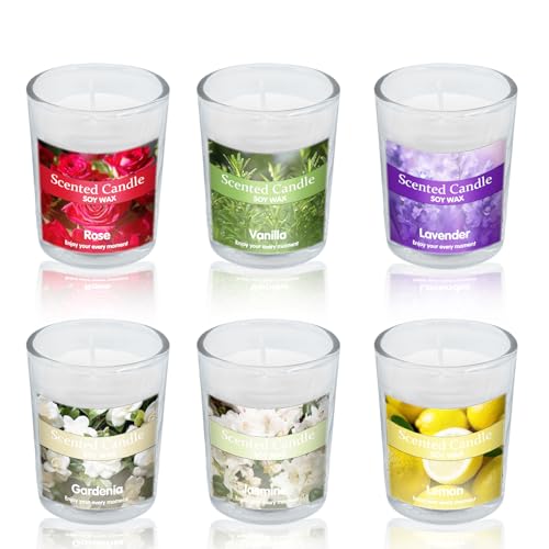 6 Pack Scented Candles Gifts Set for Women, Soy Wax Candles for Home, 6 Votive Candles Men Birthday, Valentine, Christmas, Anniversary Aromatherapy Gifts(Style 1)
